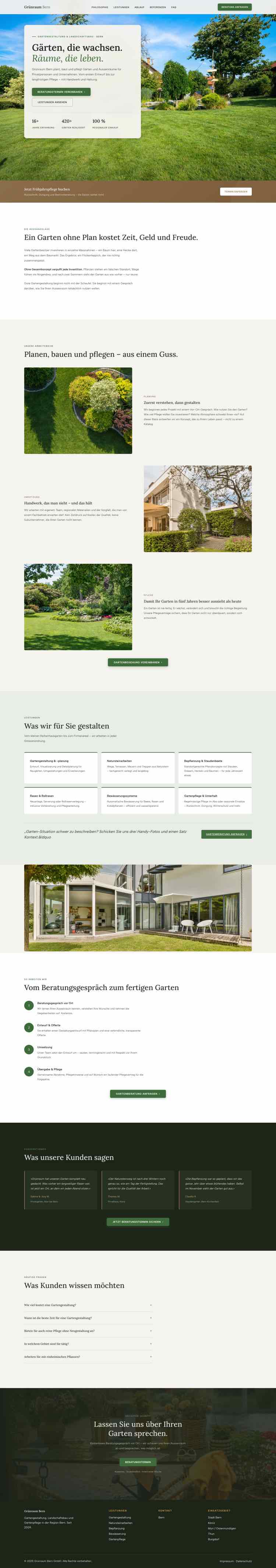 Gartenbau aus Bern, Beispielseite Webdesign Handwerk