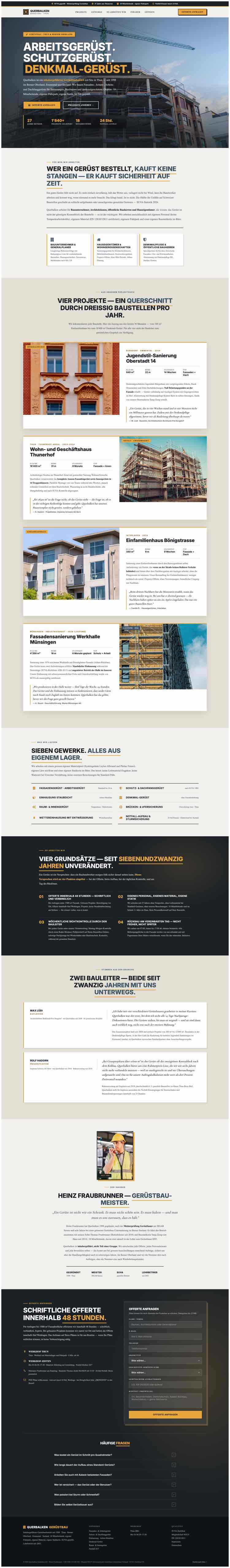 Gerüstbau aus Thun, Beispielseite Webdesign Handwerk