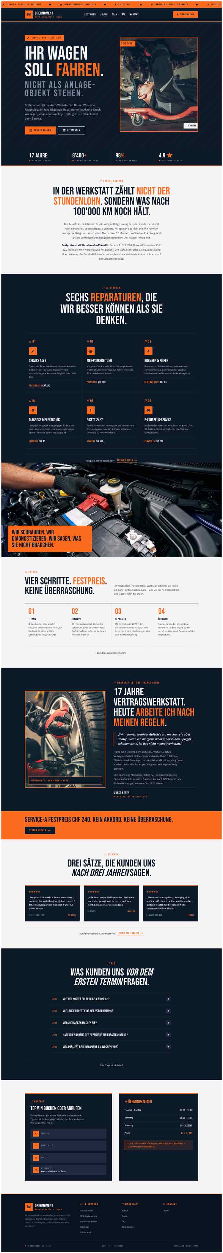 Mechaniker aus Bern, Beispielseite Webdesign Handwerk