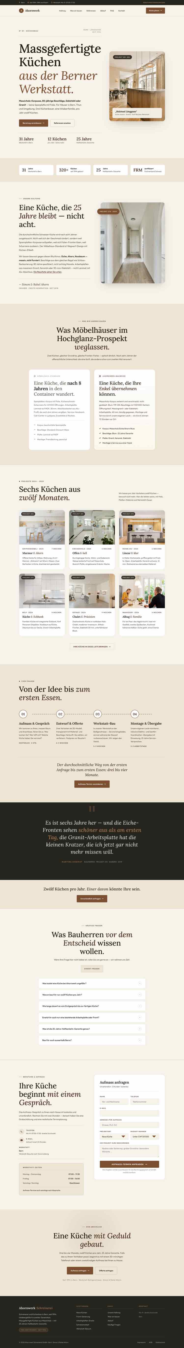 Schreinerei aus Bern, Beispielseite Webdesign Handwerk