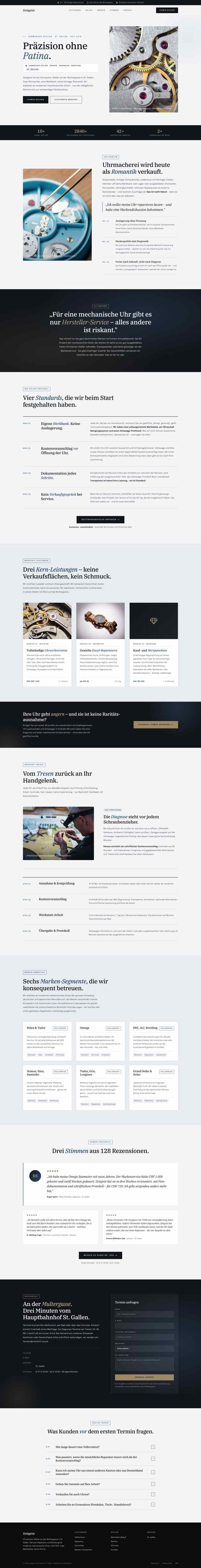 Uhrmacher aus St-Gallen, Beispielseite Webdesign Handwerk