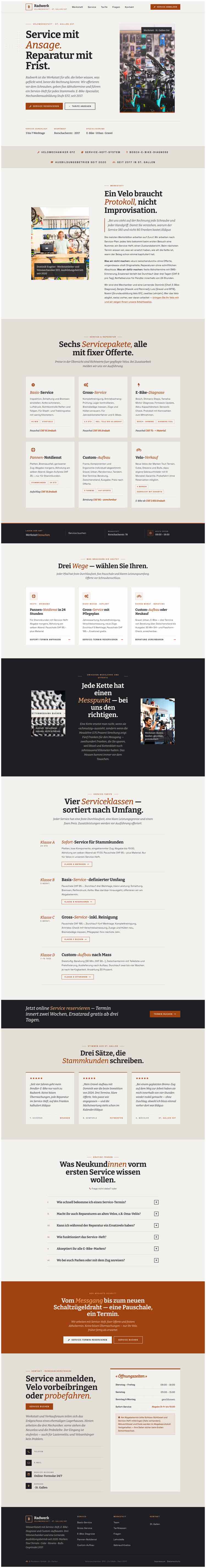 Velowerkstatt aus St-Gallen, Beispielseite Webdesign Handwerk