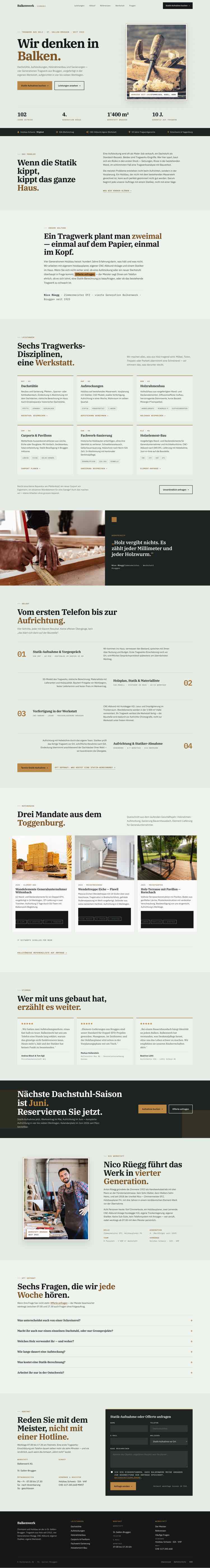 Zimmerei aus St-Gallen, Beispielseite Webdesign Handwerk