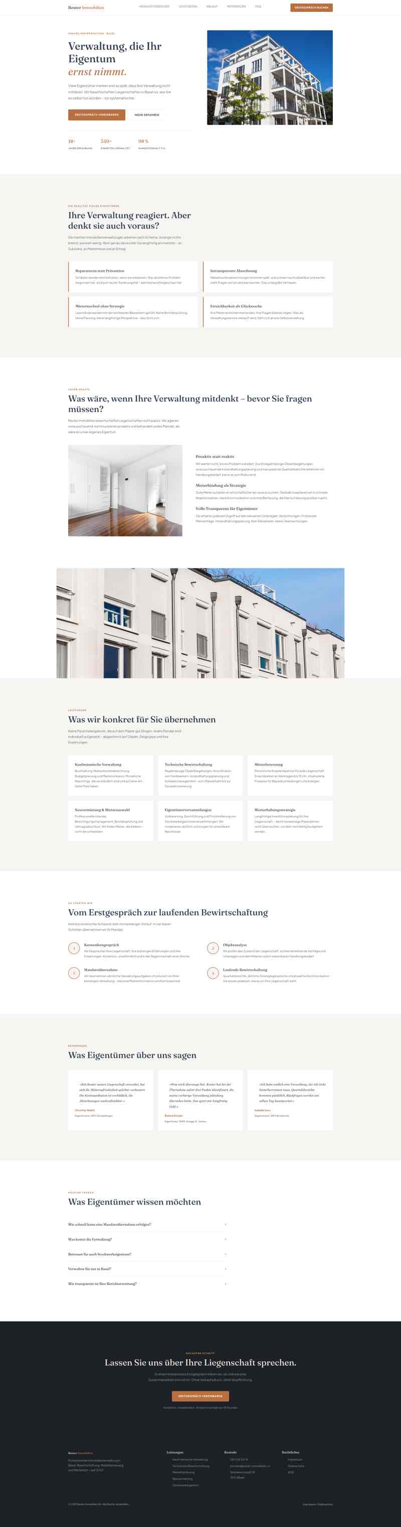 Hochwertige Website für Immobilienverwaltung mit Objektübersicht und Kontaktbereich