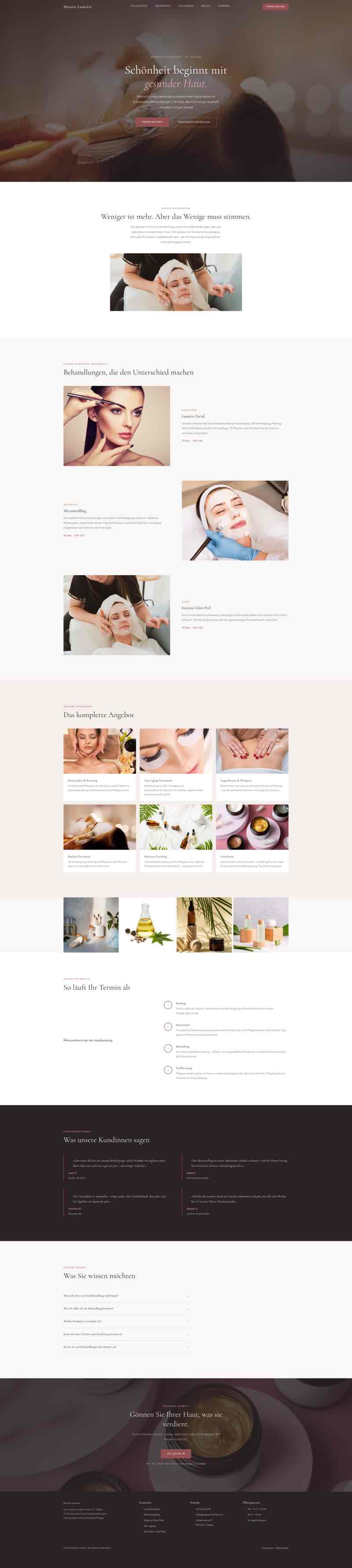 Elegante Website für Kosmetikstudio mit Behandlungsangebot und Terminbuchung