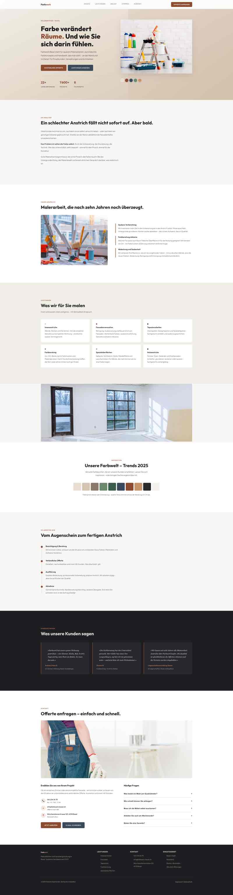 Ansprechende Website für Malerbetrieb mit Farbberatung und Projektgalerie