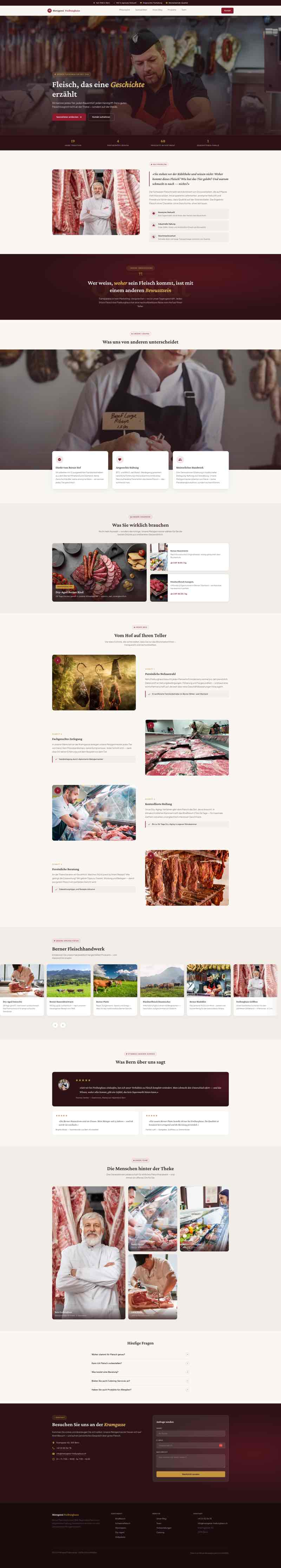 Appetitliche Internetpräsenz für Metzgerei mit Sortiment und Bestellmöglichkeit