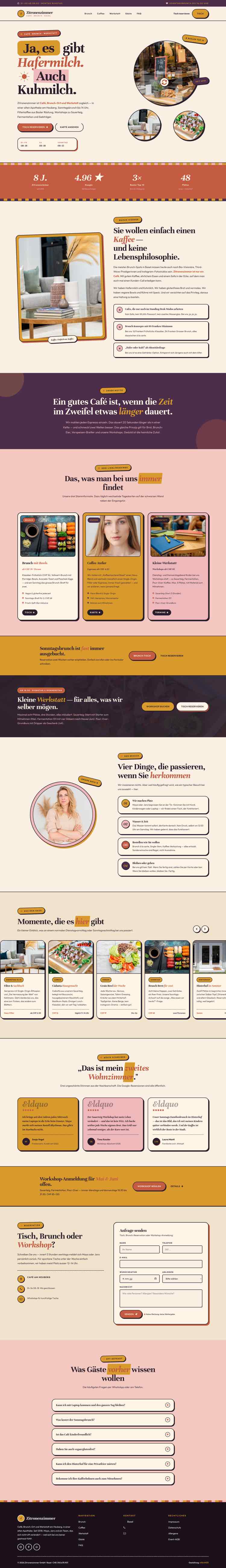 Café Zitronenzimmer mit Fullscreen-Hero