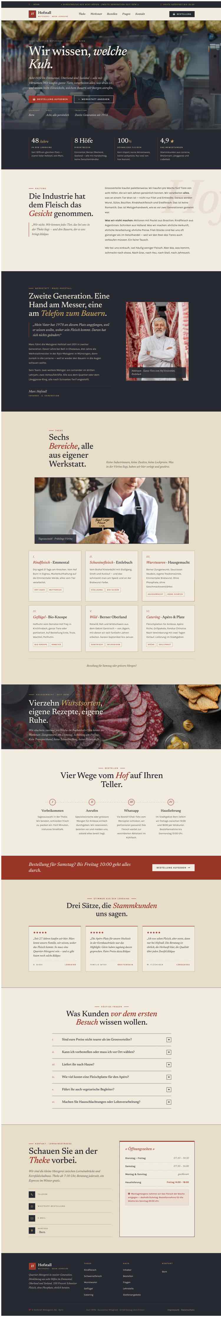 Metzgerei Hofstall mit Fullscreen-Hero