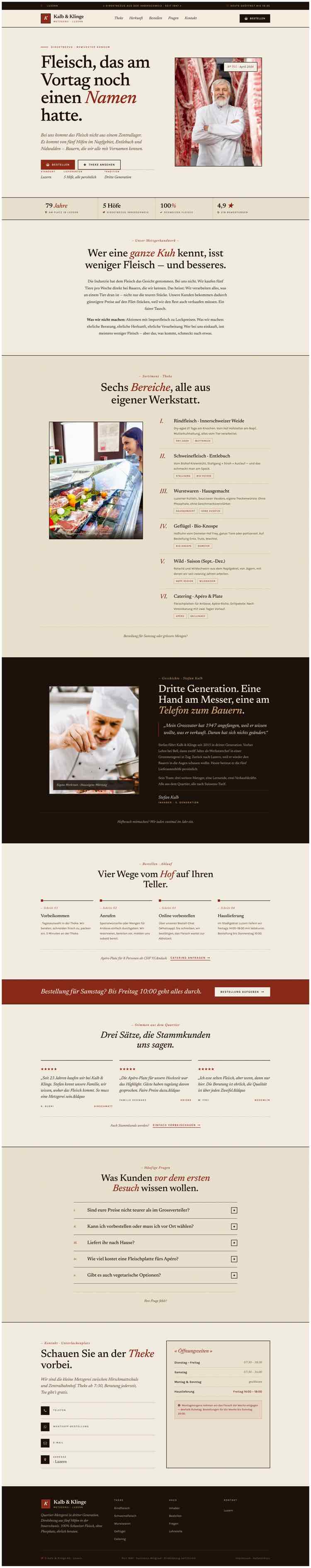 Metzgerei Kalb Klinge mit Split-Hero