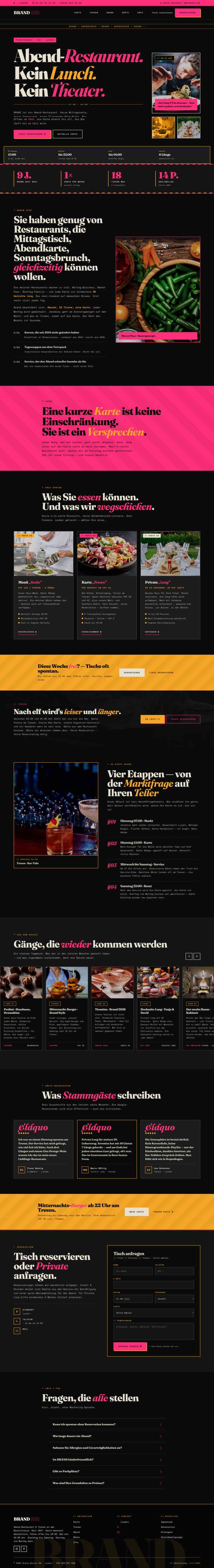 Restaurant Brand mit Split-Hero