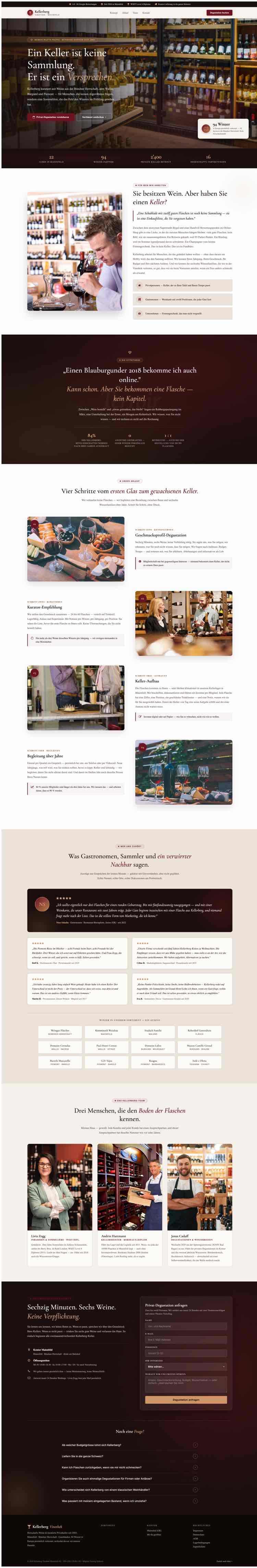 Vinothek Kellerberg mit Fullscreen-Hero