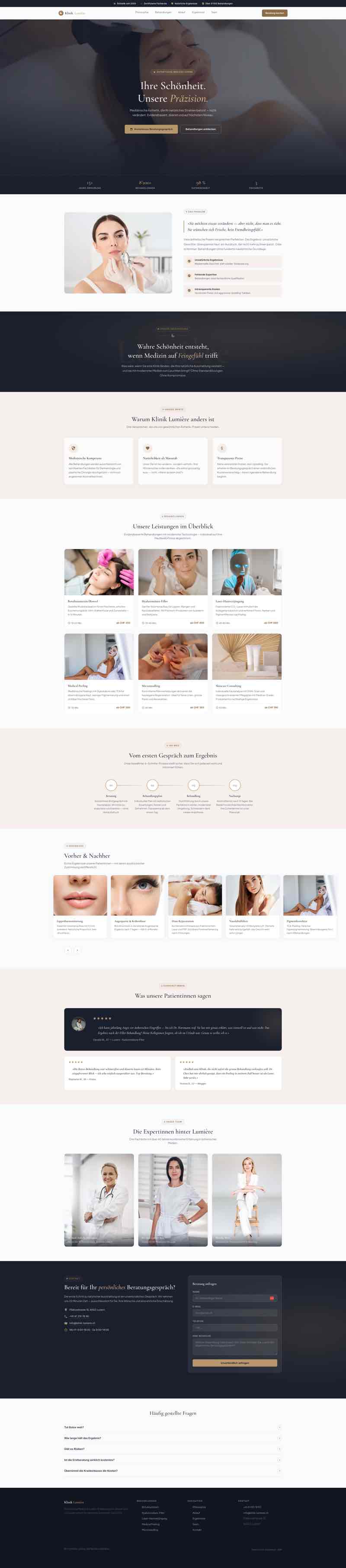 Exklusive Internetpräsenz für Schönheitsklinik mit Behandlungen und Teamvorstellung